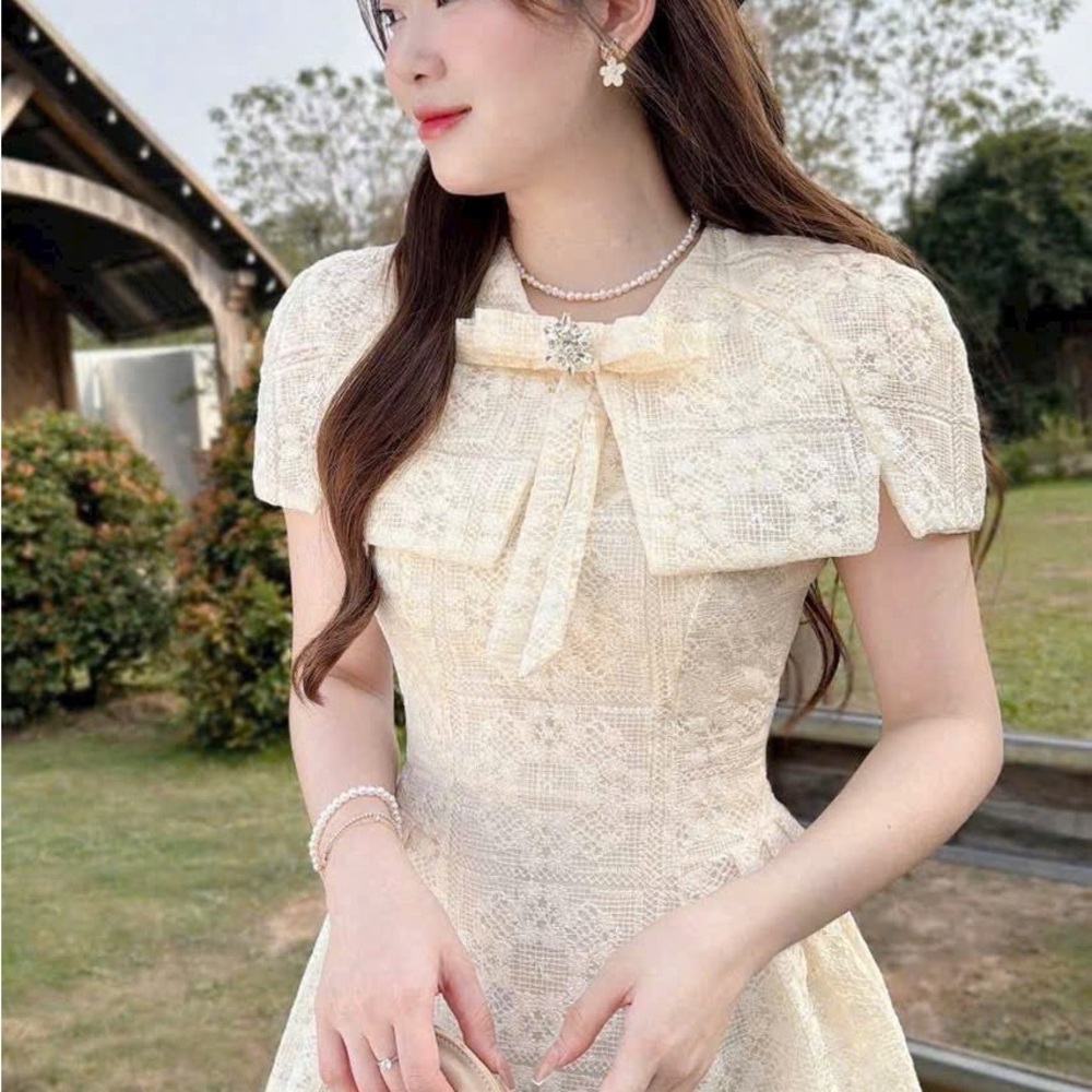 Elegant Cream Lace Dress